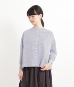 タイプライターボタンフルブラウス(C・ストライプ)