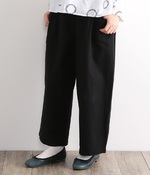 コットンリネンポケットギャザーワイドパンツ(C・ブラック)【入荷待ち】
