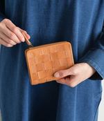 カウレザーメッシュ折財布(ブラウン)