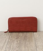 カウレザーメッシュラウンド長財布(B・レッド)
