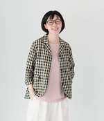 裾まる さらっとリネンジャケット(チェック)
