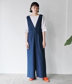【リンネル別注】轟木節子さん×liflattie ships サロペット(A・ネイビー)