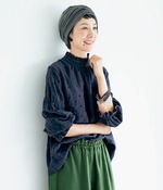 【リンネル別注】はなさん×Vlas Blomme 何通りにも楽しめるドットシャツブラウス(B・ネイビー)