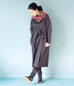 【リンネル別注】吉田羊さん ×くらしきぬ ひつじ刺しゅう入りシルク&ウール ニーハイカバーソックス(B・ブラウン)