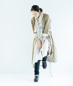 【リンネル別注】吉田羊さん ×くらしきぬ ひつじ刺しゅう入り 12分丈ロングはらぱん(A・チャコール)