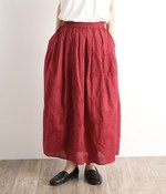 ローズ刺繍ロングスカート(C・ボルドー)