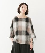 前後着チェックワイドブラウス(B・ベージュ系)