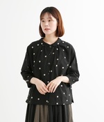 ドット刺繍ブラウス(ブラック)